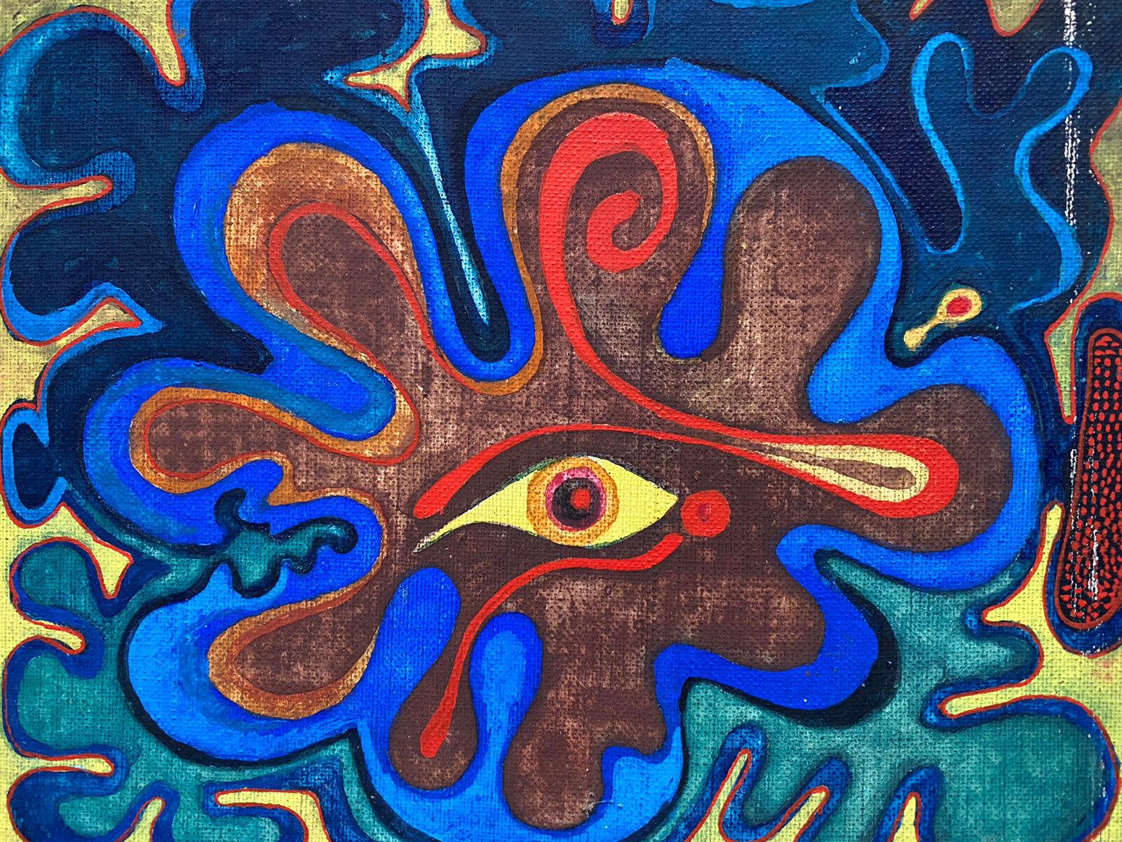 Claude Lagouche Abstract Painting - ORIGINAL 1970'S FRENCH PSYCHEDELIC PAINTING - ABSTRACT EYE