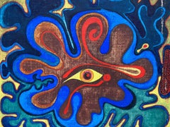 ORIGINAL 1970'S FRENCH PSYCHEDELIC PAINTING - ABSTRACT EYE