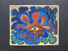 ORIGINAL 1970'S FRENCH PSYCHEDELIC PAINTING - ABSTRACT EYE