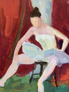 ORIGINAL 1970'S FRENCH MODERNIST PAINTING - PORTRAIT OF A BALLERINA GIRL