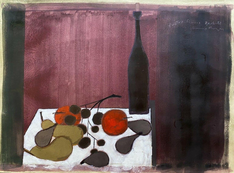 Roger Bonafe Abstract Painting - ROGER BONAFE (B.1932) ORIGINAL PAINTING FRENCH MODERNIST STILL LIFE PAINTING