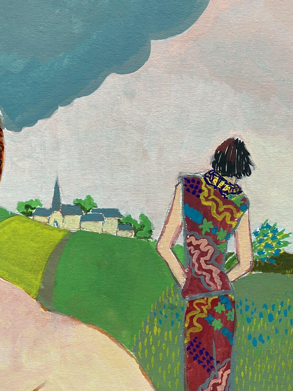 HOMME SEMI-NU avec taureau dans un paysage - PEINTURE MODERNISTE FRANÇAISE DU 20e SIÈCLE - Moderne Painting par Jean Marc
