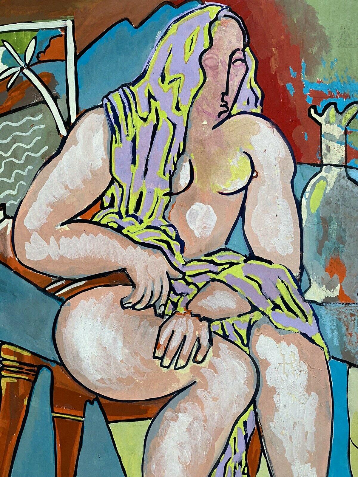 PITTURA MODERNISTA FRANCESE DEL XX SECOLO - FIGURA NUDA INTERNO COLORATO in vendita 4