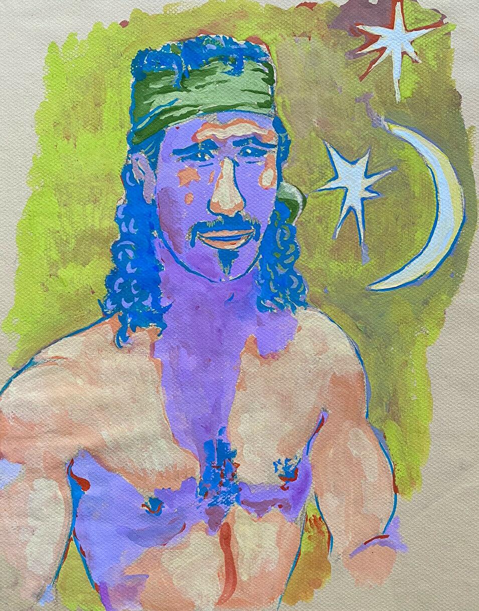 Portrait Painting di Jean Marc - Pittura MODERNISTA FRANCESE DEL XX SECOLO - RITRATTO A MEZZA LUNGHEZZA DI UN UOMO NUDO