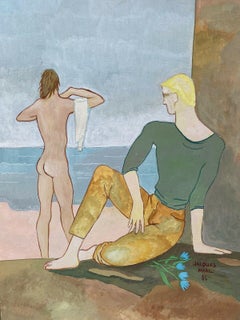 20th CENTURY FRENCH MODERNIST PAINTING - BATHERS ON THE BEACH