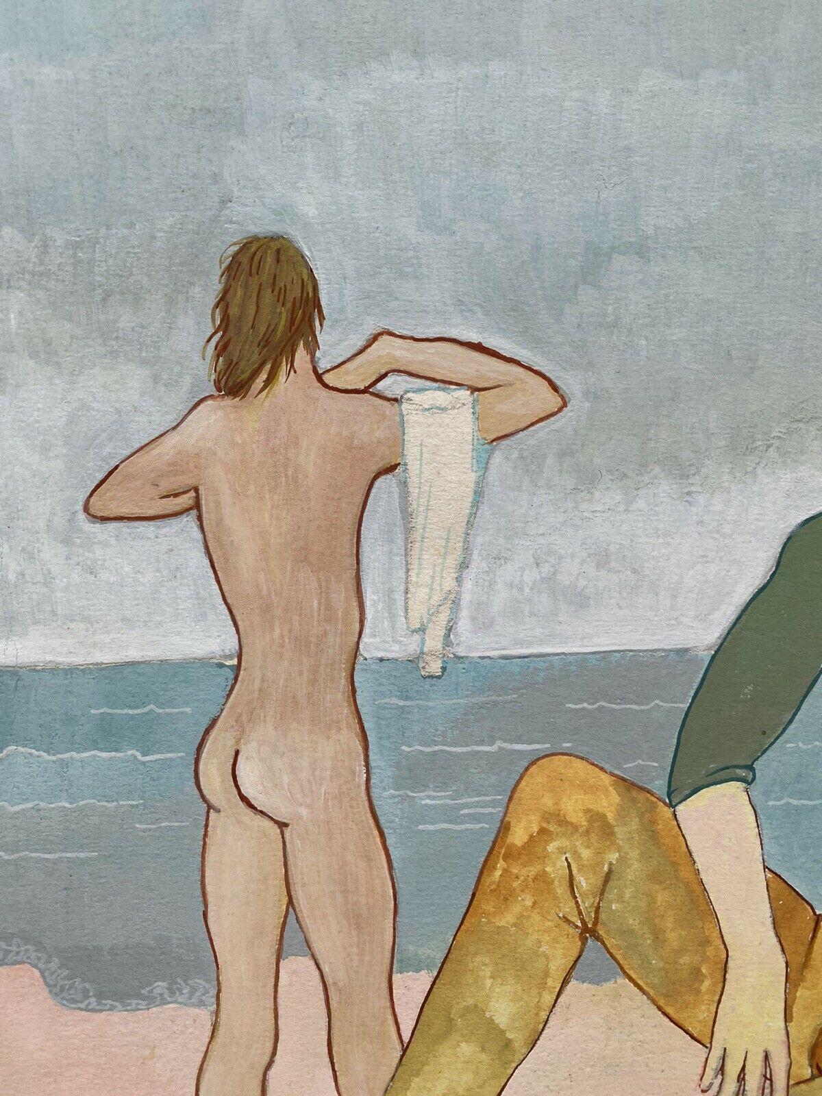 20th CENTURY FRENCH MODERNIST PAINTING - BATHERS ON THE BEACH - Modern Painting by Jean Marc