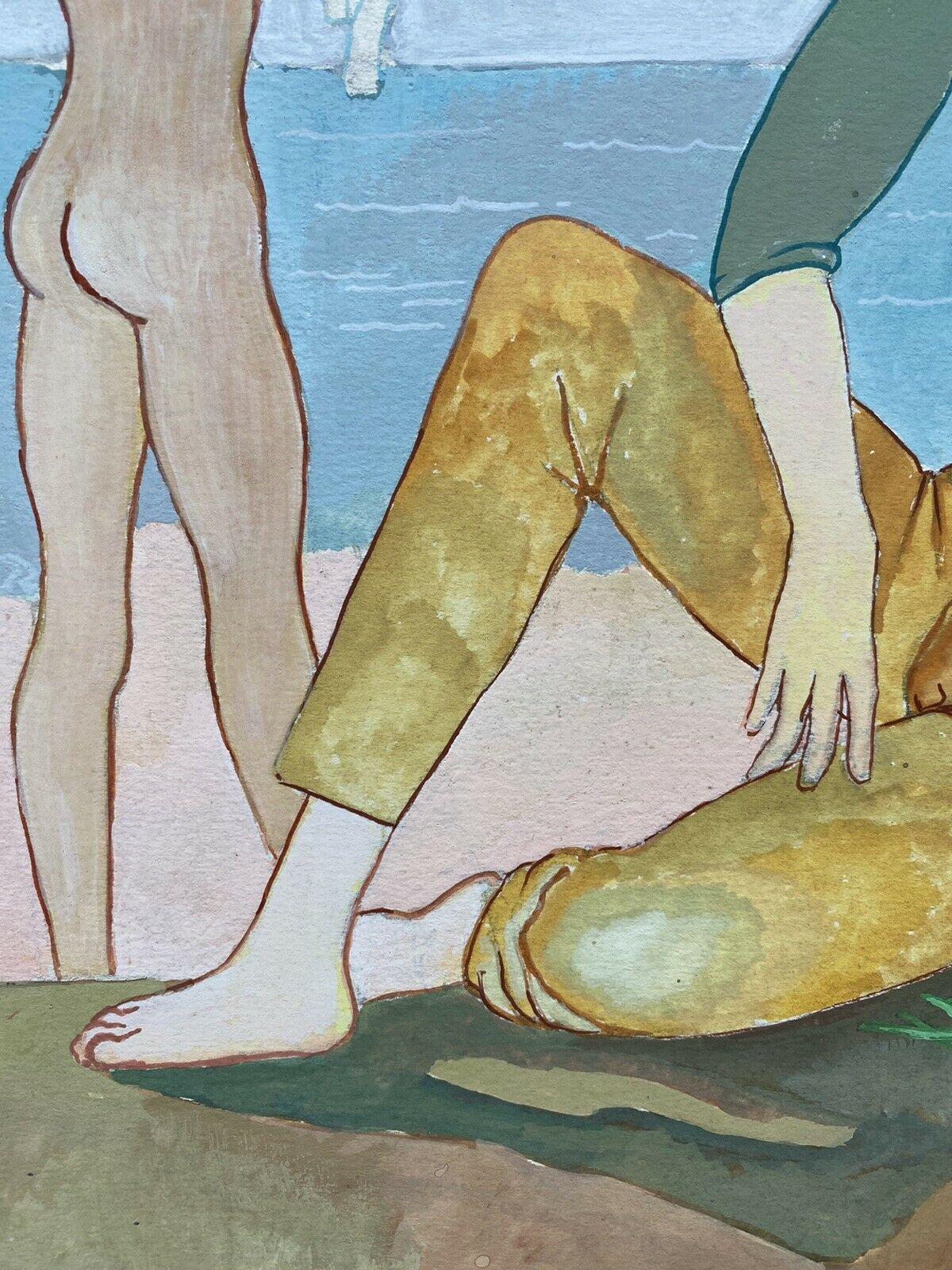20th CENTURY FRENCH MODERNIST PAINTING - BATHERS ON THE BEACH 1
