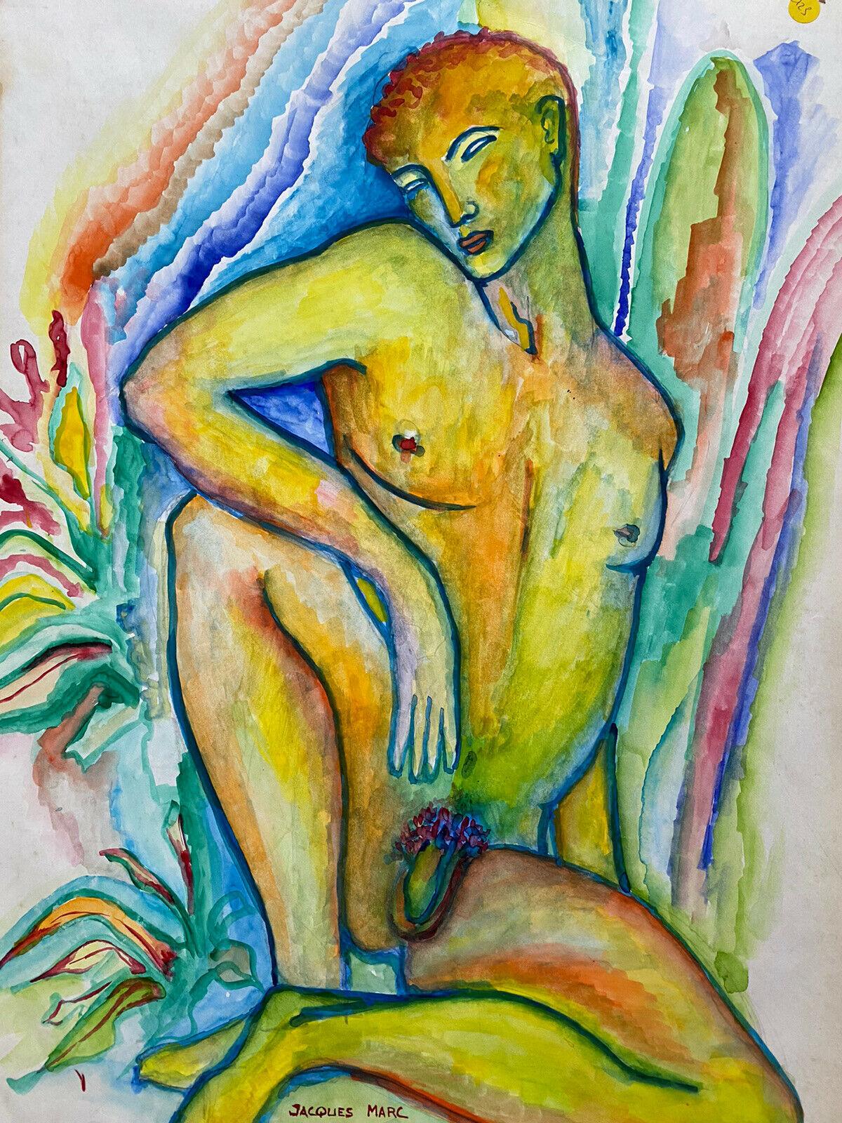 COLORFUL 20. Jahrhundert LARGE FRENCH MODERNIST PAINTING - STANDING MALE NUDE (Moderne), Painting, von Jean Marc