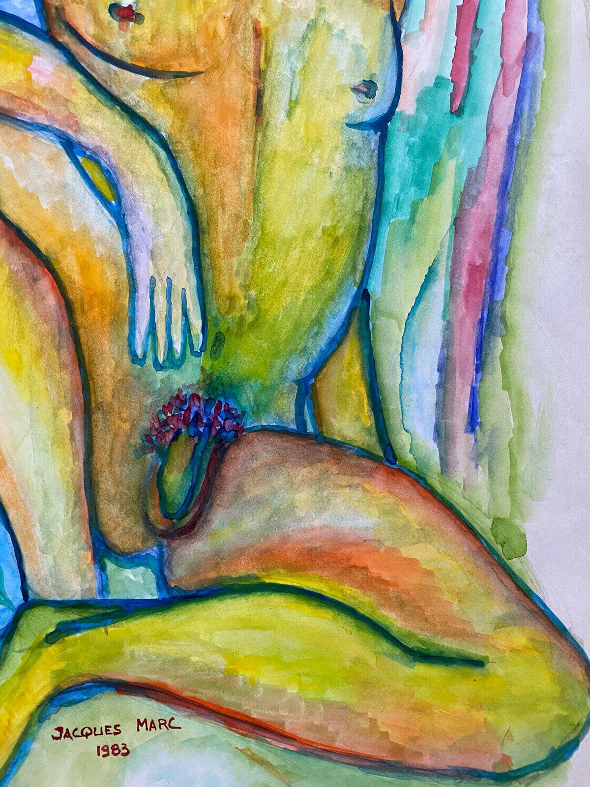 COLORFUL 20. Jahrhundert LARGE FRENCH MODERNIST PAINTING - STANDING MALE NUDE im Angebot 1