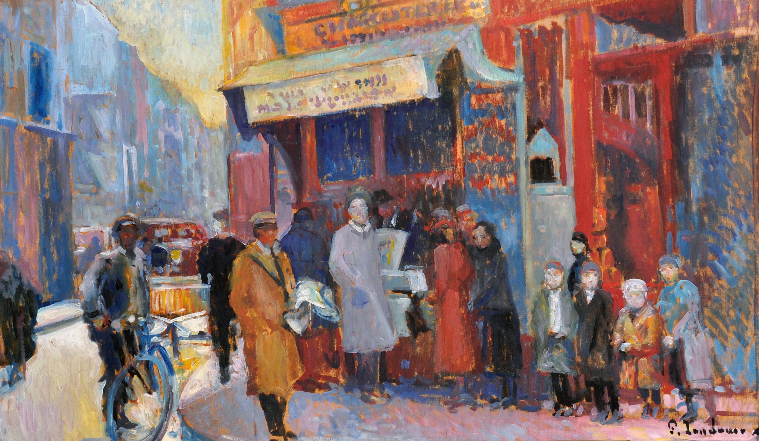 Large Signed French Impressionist Oil - Bustling Parisian Street Vintage Scene