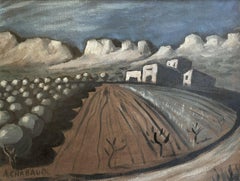 SIGNED OIL - OLIVE GROVES IN PROVENCE AT EVENING DUSK - BEAUTIFUL PAINTING