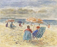 Figuren am Strand:: mit Blick auf die Bretagne:: Meereslandschaft:: Französisches Öl