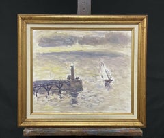 Sailing Boats Fecamp Brittany Coastline, Signed French Impressionist Oil