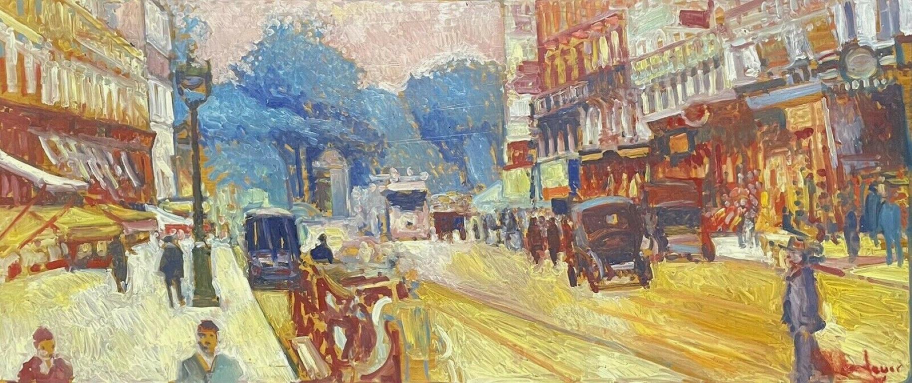 Large Signed French Impressionist Oil - Vintage Parisian City Street scene