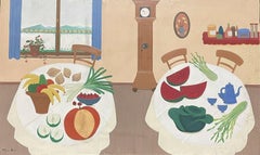 Details zum Objekt  LARGE 1970er französische MODERNIST-OIL IN BRIGHT & COLORFUL INT