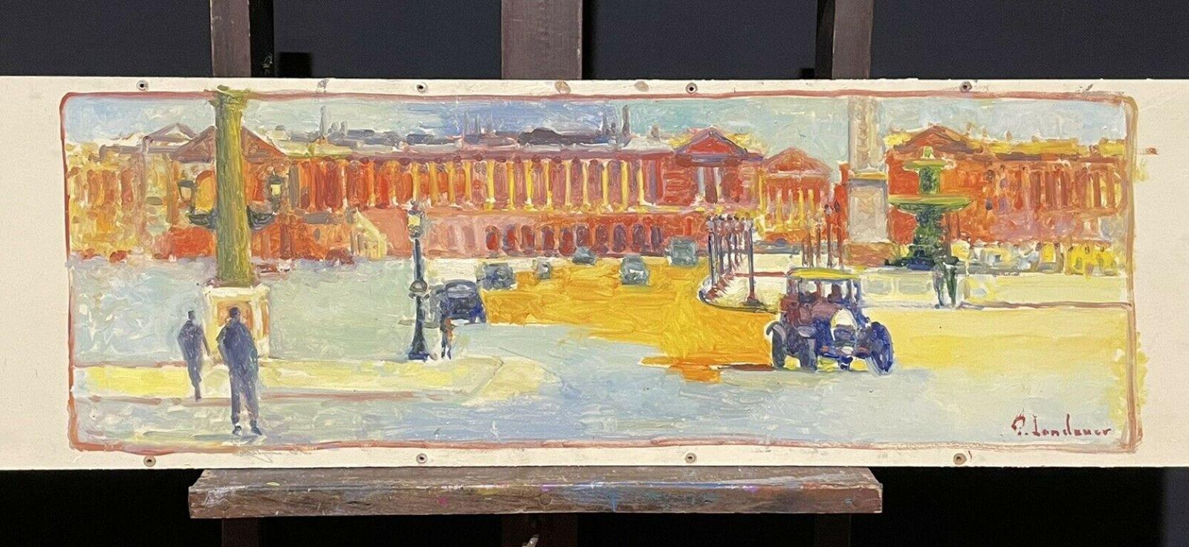 Large Signed French Impressionist Oil - Vintage Parisian City Street scene - Painting by Patrice Landauer