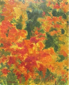 CLAUDINE RIBOULET (French 1924-2013) LARGE SIGNED OIL - AUTUMNAL COLOUR FUSION