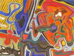 CLAUDE LAGOUCHE (1943-2020) HUGE 1970'S FRENCH PSYCHEDELIC ABSTRACT PAINTING