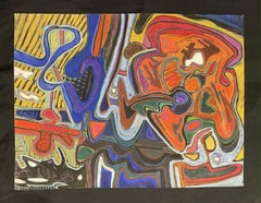 CLAUDE LAGOUCHE (1943-2020) HUGE 1970'S FRENCH PSYCHEDELIC ABSTRACT PAINTING