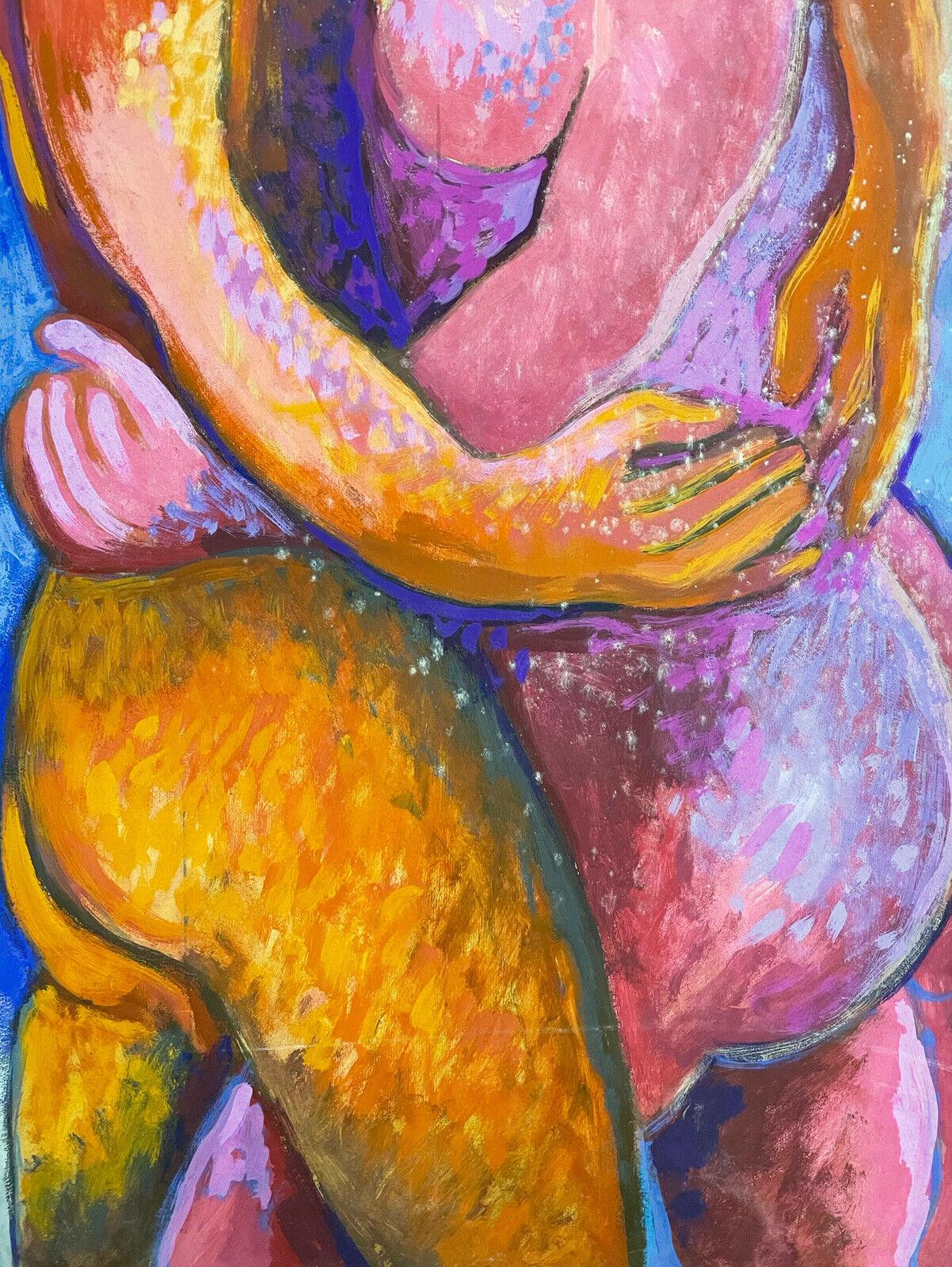 CLAUDE LAGOUCHE (francés 1943-2020) GRAN PINTURA MODERNISTA - AMANTES EMBRACADOS - Painting Abstracto de Claude Lagouche