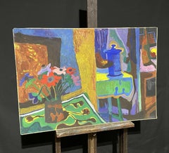CLAUDE LAGOUCHE (1943-2020) GRANDE DIPINTO MODERNISTA DEGLI ANNI '70 - STILL LIFE INTERNO