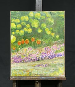Tulips in the Garden French Impressionist Style Floral Landscape