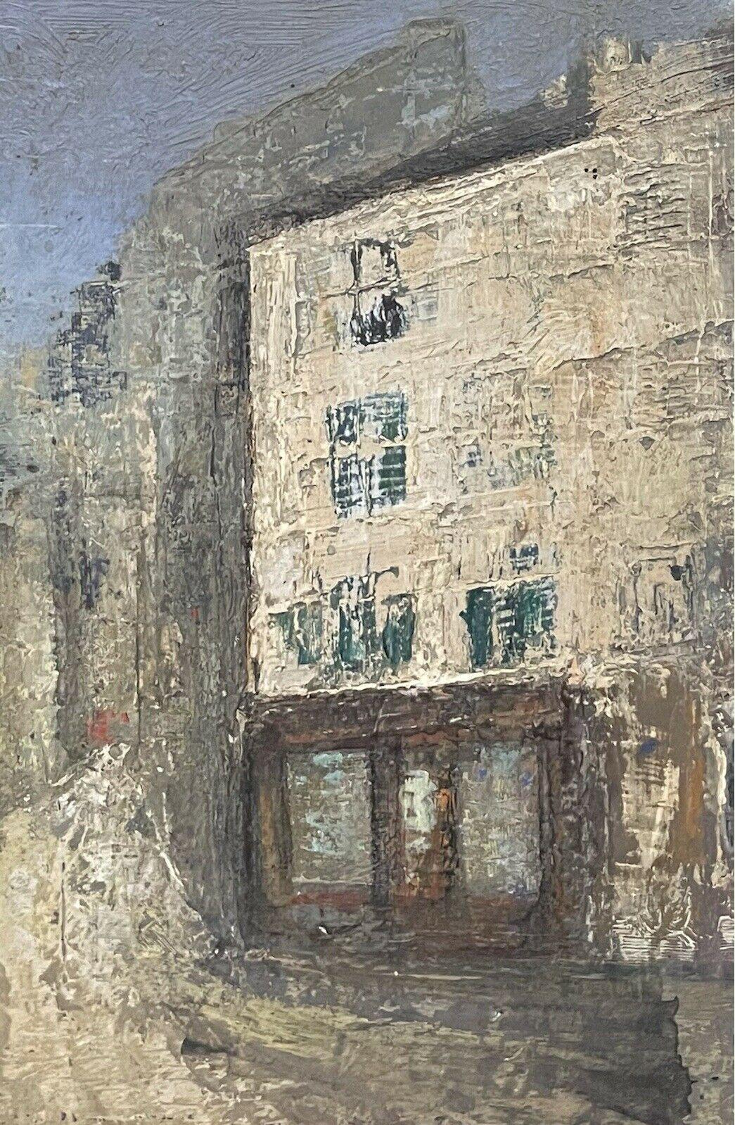 1950's FRENCH MODERNIST OIL PAINTING - CITY STREET SCENE - CARVED WOOD FRAME For Sale 1