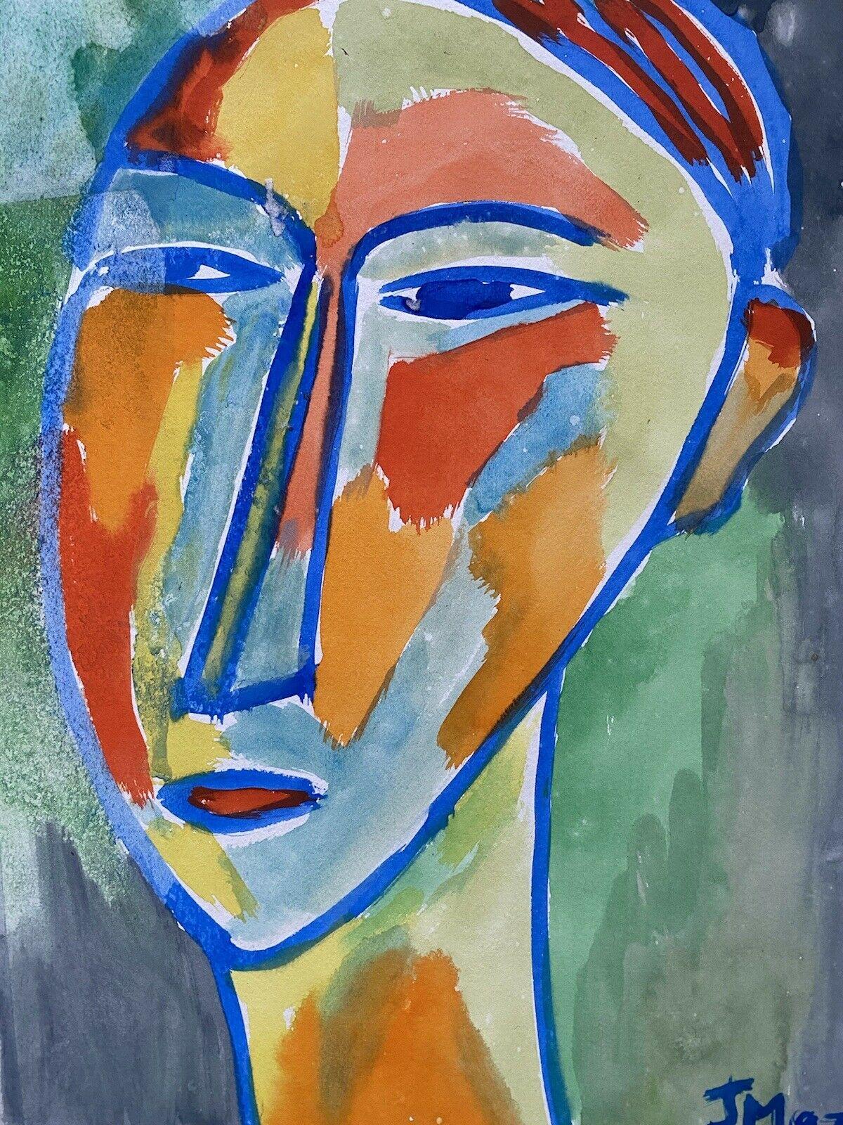 JEAN MARC (1949-2019) 20th CENTURY FRENCH MODERNIST PAINTING - PORTRAIT OF FACE - Painting by Jean Marc