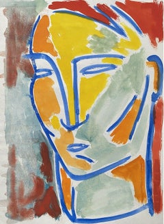 JEAN MARC (1949-2019) PITTURA MODERNISTA FRANCESE DEL XX SECOLO - RITRATTO DI VISO