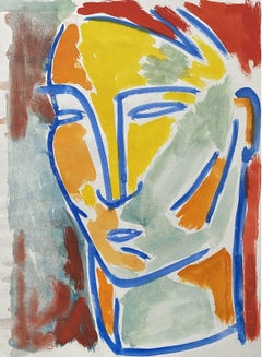 JEAN MARC (1949-2019) 20th CENTURY FRENCH MODERNIST PAINTING - PORTRAIT OF FACE