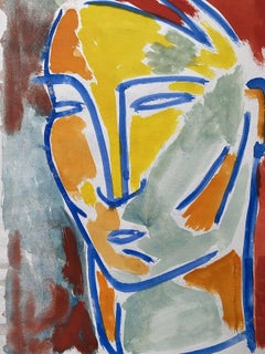 JEAN MARC (1949-2019) PITTURA MODERNISTA FRANCESE DEL XX SECOLO - RITRATTO DI VISO