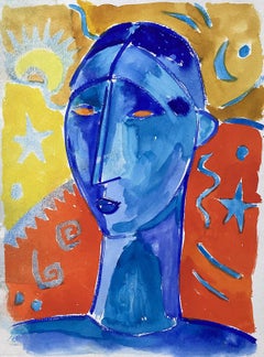 JEAN MARC (1949-2019) PITTURA MODERNISTA FRANCESE DEL XX SECOLO - RITRATTO DI VISO
