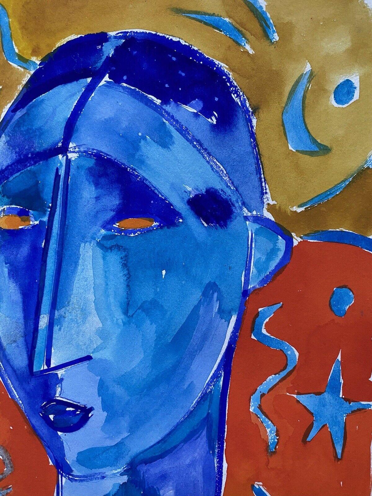 Jean MARC (1949-2019), peinture MODERNiste FRANÇAISE du 20{}E{} SIÈCLE - PORTRAIT OF FACE - Violet Portrait Painting par Jean Marc
