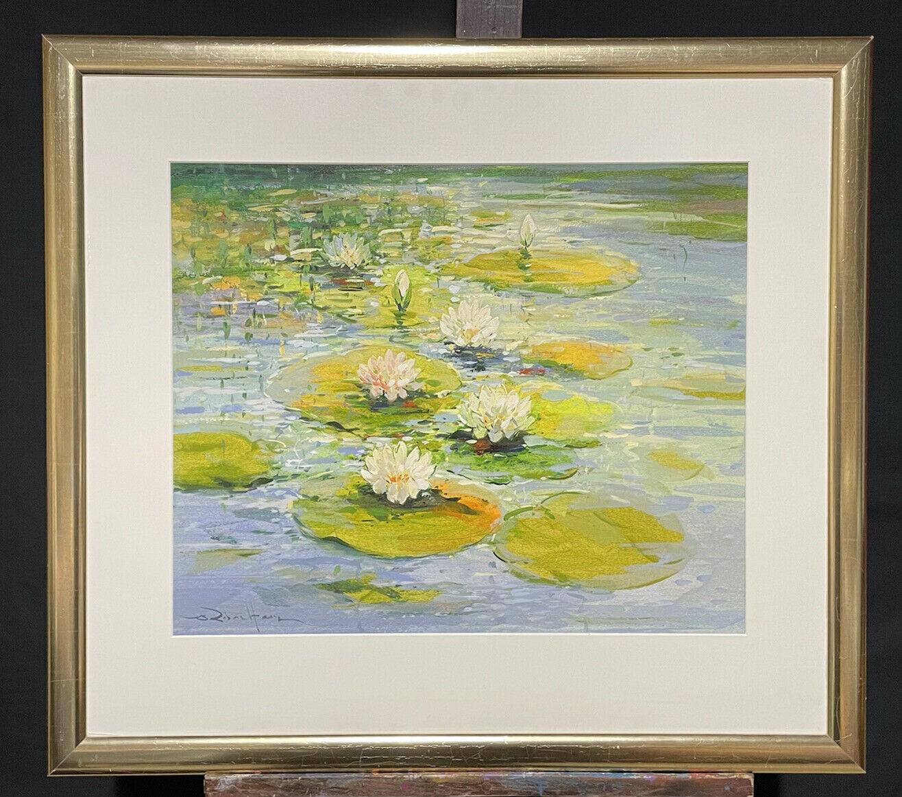 LARGE IMPRESSIONIST SIGNED PAINTING - THE WATERLILY POND - Painting by Robert de Haan
