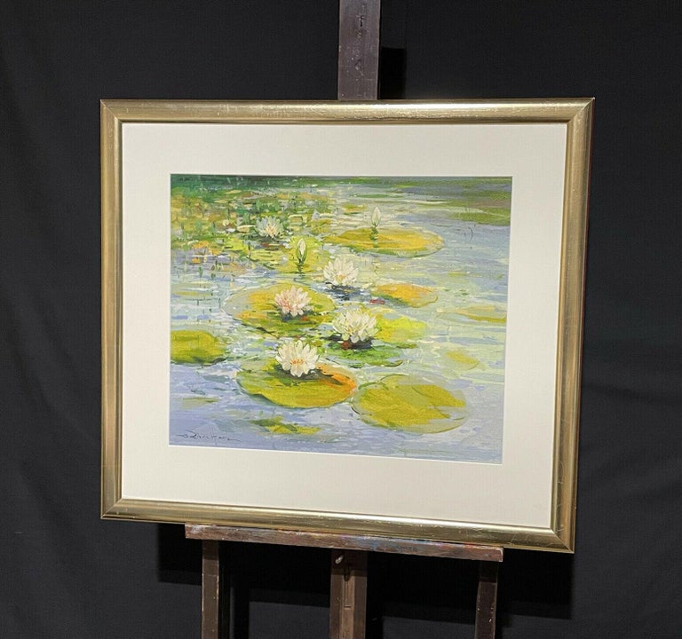 LARGE IMPRESSIONIST SIGNED PAINTING - THE WATERLILY POND - Impressionist Painting by Robert de Haan