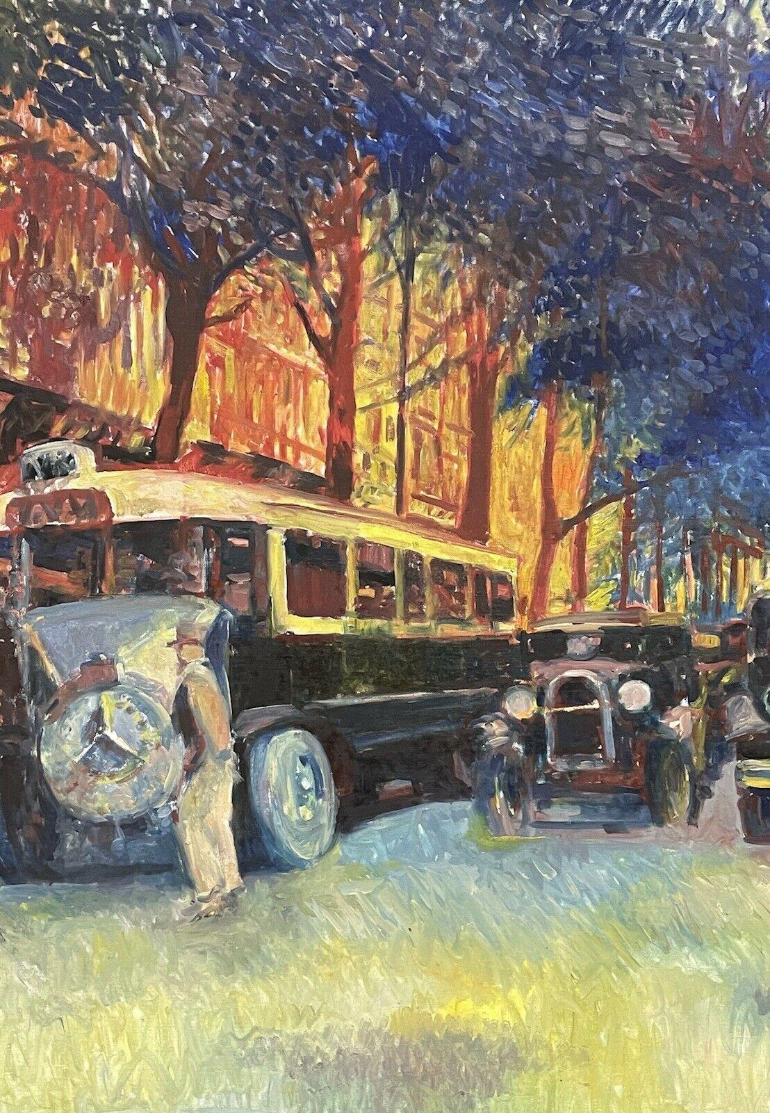 Artist/ School: by Patrice Landauer (French b. 1962), signed lower right.

Title: Vintage Parisian Street scene

Medium:  oil painting, canvas, unframed

Size: painting: 35 x 51 inches
        
Provenance: private collection of this artists work,