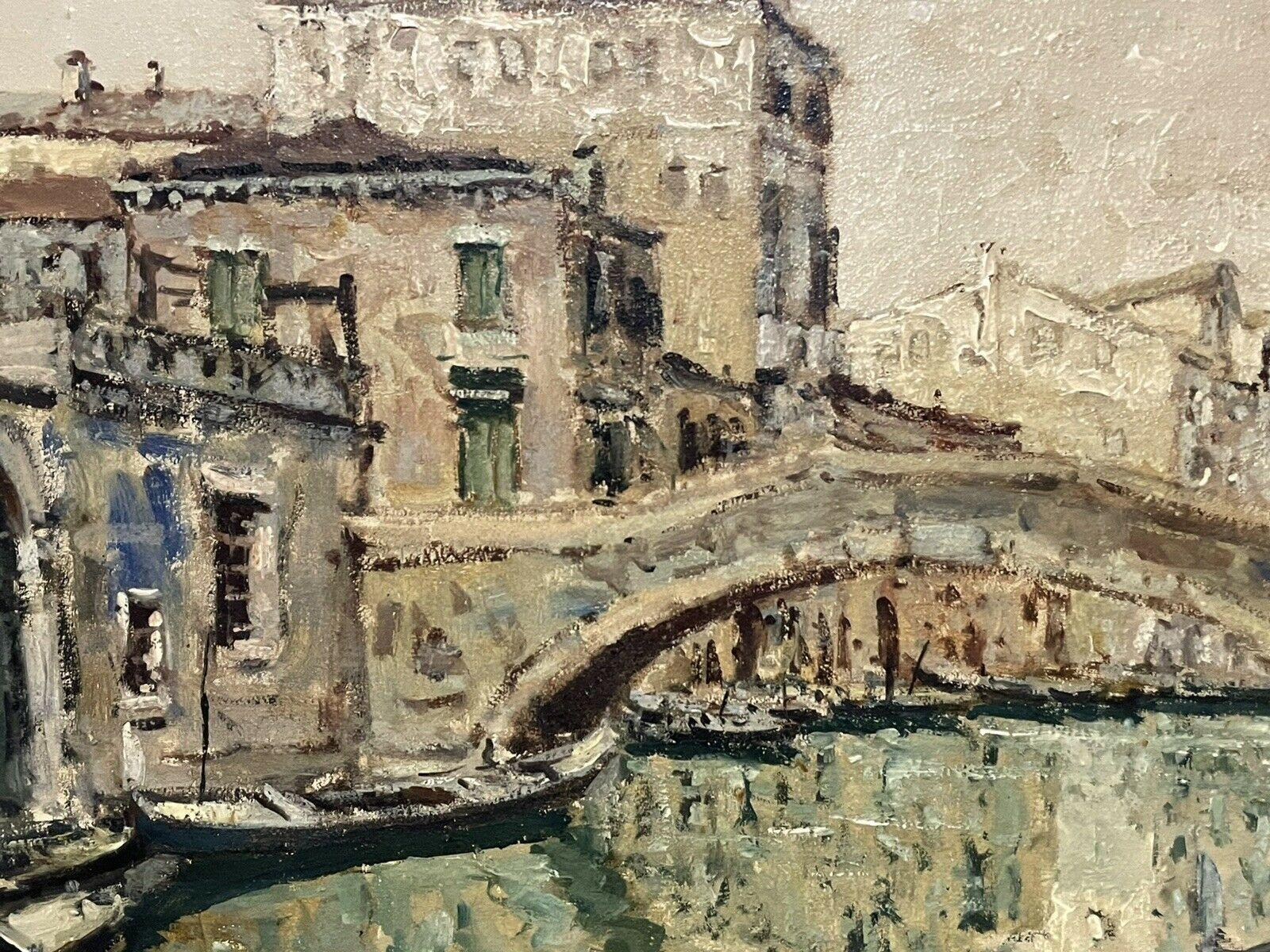 VERY LARGE 1960'S ITALIAN SIGNED OIL - MOODY IMPRESSIONIST VENICE CANAL SCENE - Impressionist Painting by Italian Signed