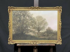 SIGNED VINTAGE ENGLISH OIL PAINTING - CHILDREN PLAYING BY WOODLAND STREAM