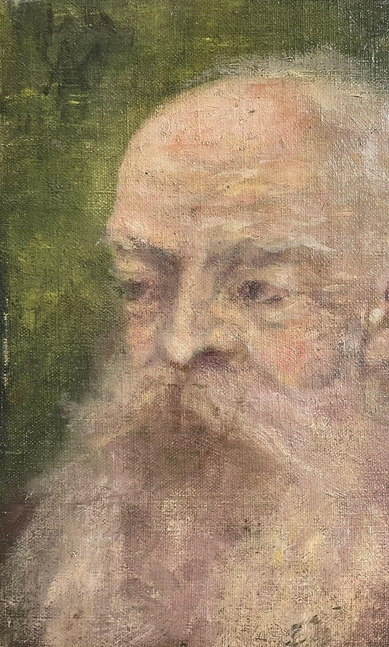 19th Century French Impressionist Period Oil Painting - Portrait of Bearded Man For Sale 2