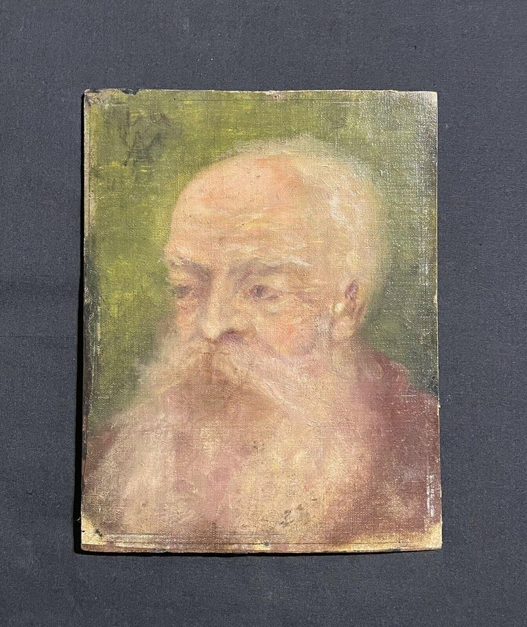 19th Century French Impressionist Period Oil Painting - Portrait of Bearded Man For Sale 5