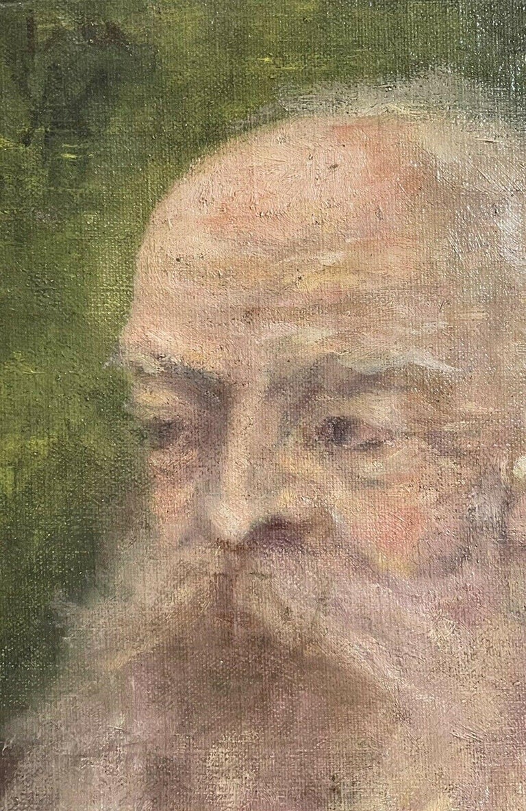 19th Century French Impressionist Period Oil Painting - Portrait of Bearded Man For Sale 4