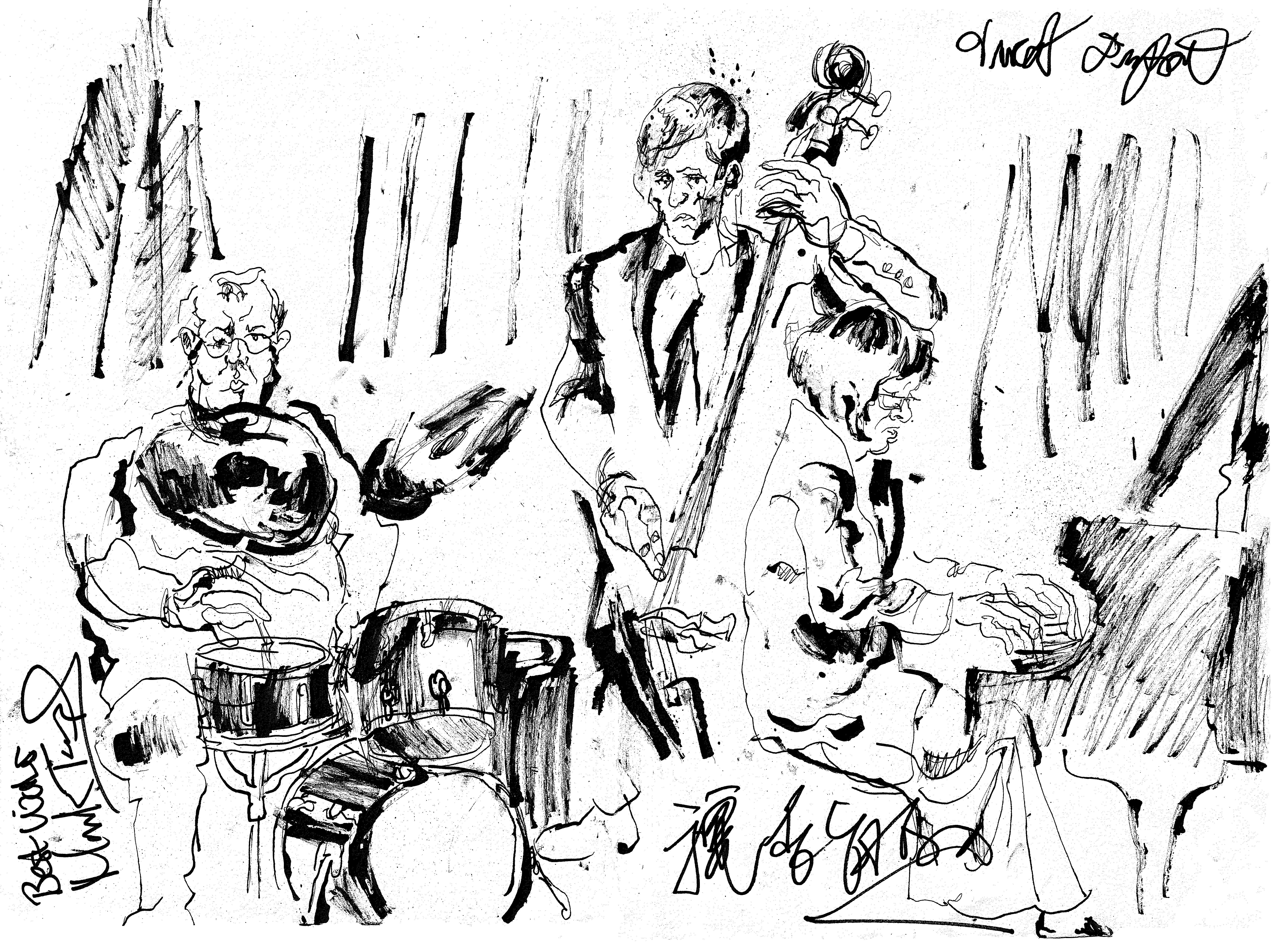 Toshiko Akiyoshi Trio at Jazz Forum Arts - Ink on Paper - Original Sketch