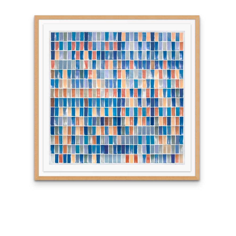 Bach Prelude 1-Cool tone pattern print edition on paper in square format - Abstract Art by Amy Kang