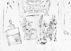 Pat Martino Quintet - Ink on Paper - Original Contemporary Sketch