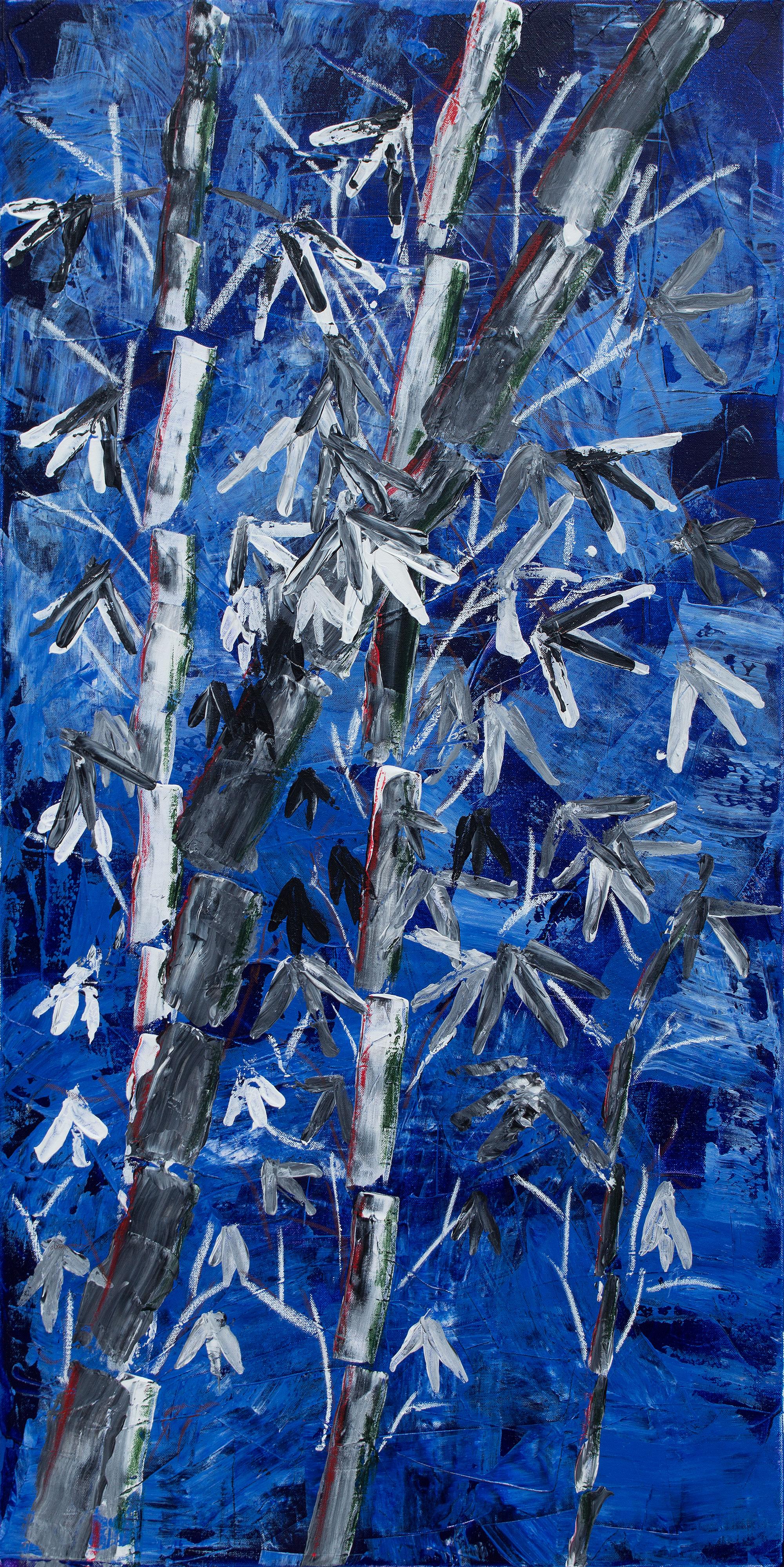 Thomas Slate Abstract Painting - Blue Bamboo