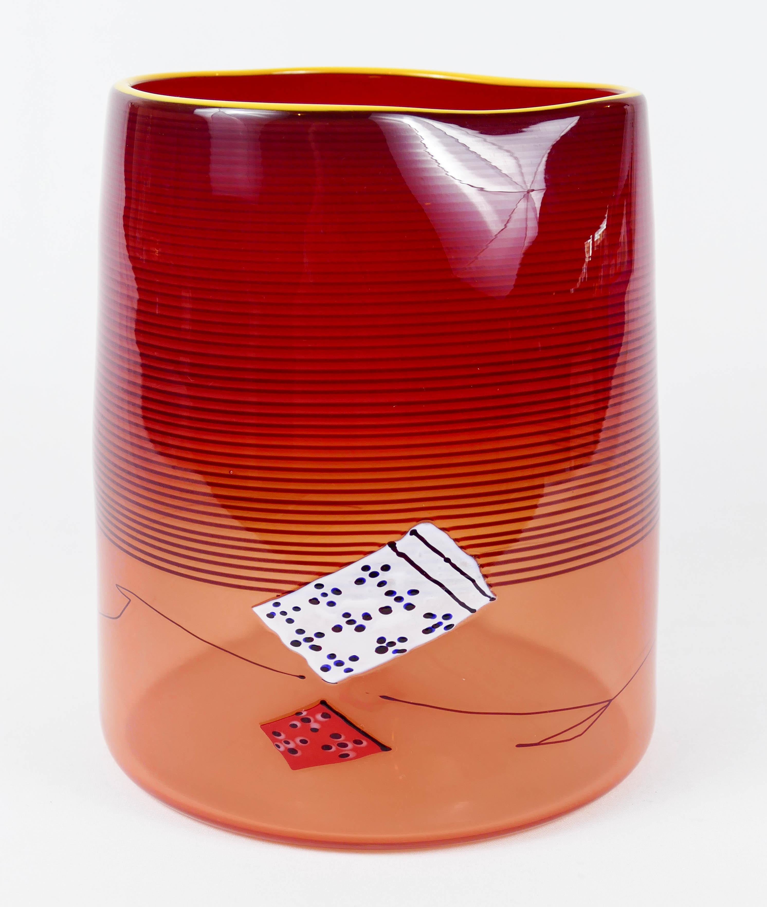 Red Blanket Cylinder - Art by Dale Chihuly