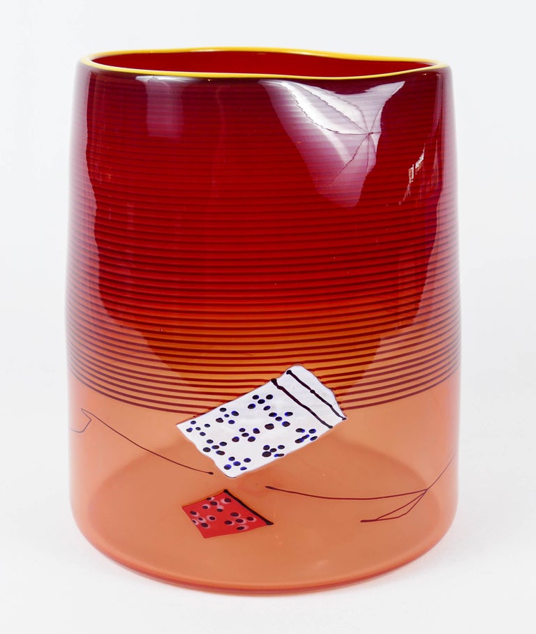 Dale Chihuly Red Blanket Cylinder For Sale at 1stDibs