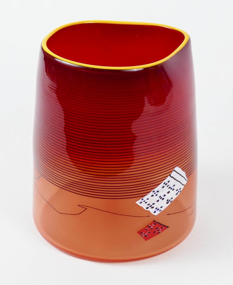 Dale Chihuly Red Blanket Cylinder For Sale at 1stDibs