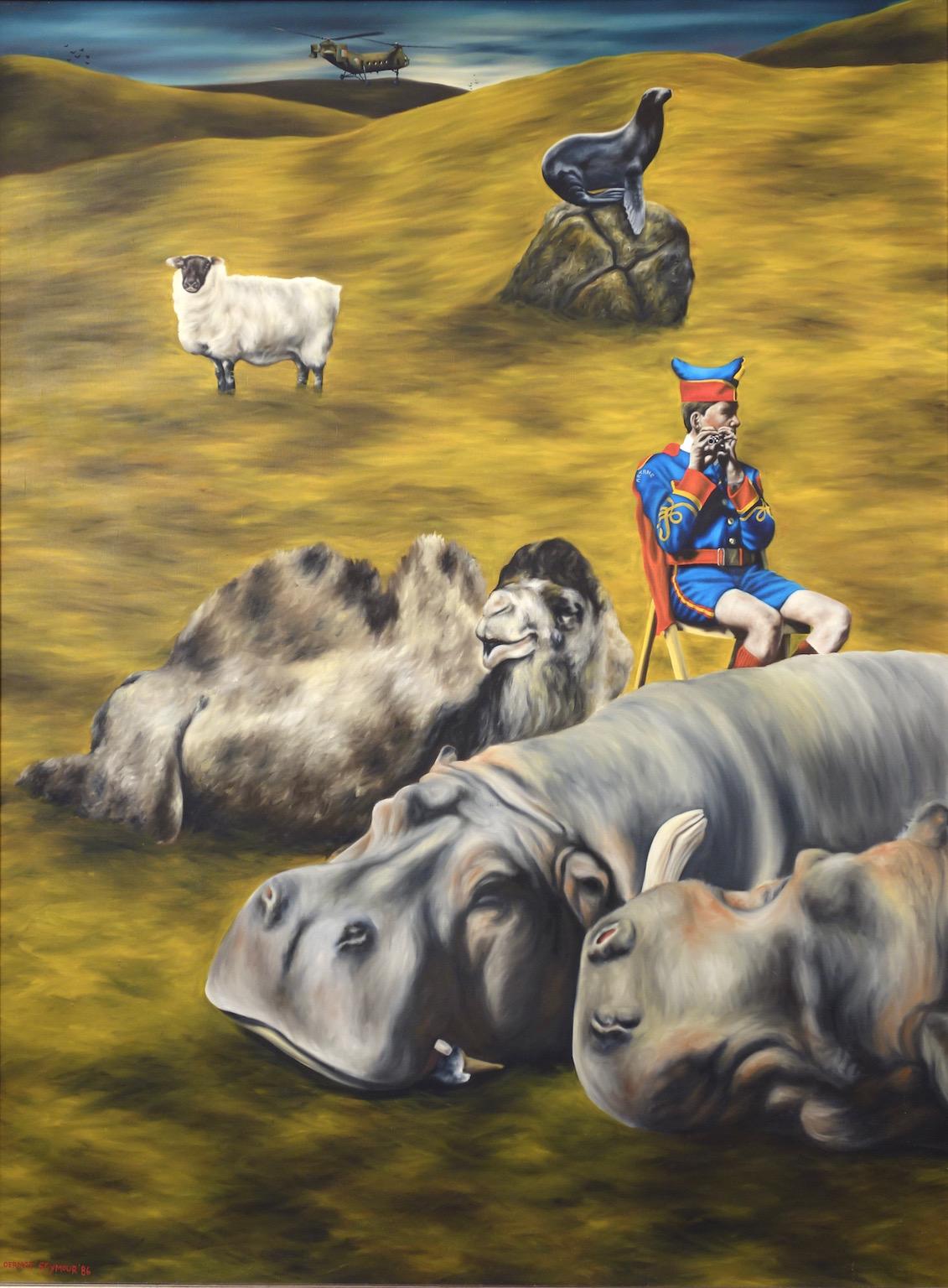 Dermot Seymour Animal Painting - A Hippopotamus Lay Down to Die Near the Town of Clontibret