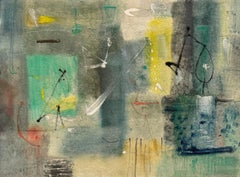 Hugh Mesibov - Bunte abstrakte expressionistische Tusche und Aquarellfarbe auf Papier 1955